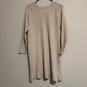 Zara Beige Long Sleeve Knit Sweater Dress - Neutral Capsule Wardrobe Piece